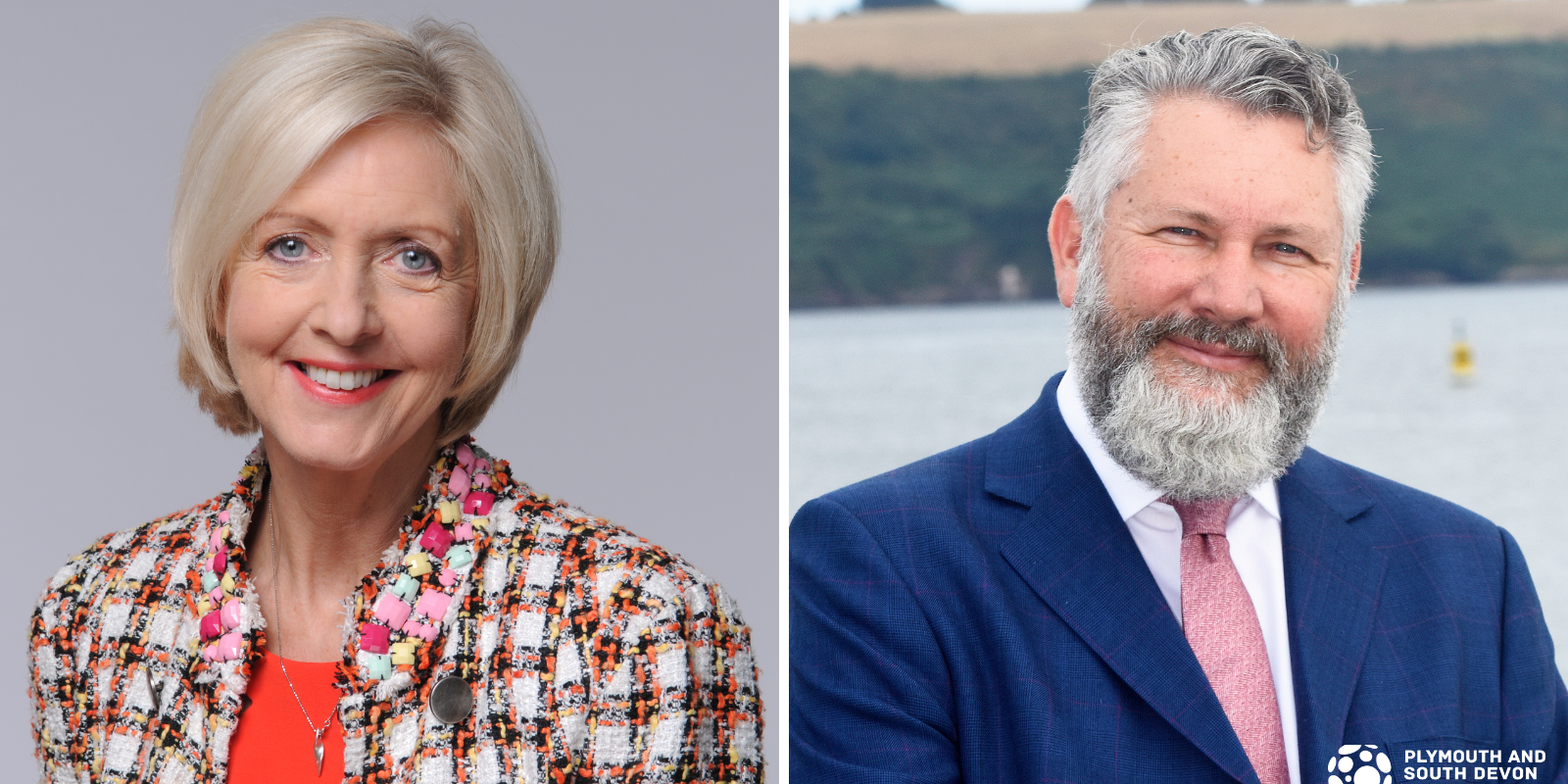 Jan Ward CBE and Richard May PASD Freeport w logo